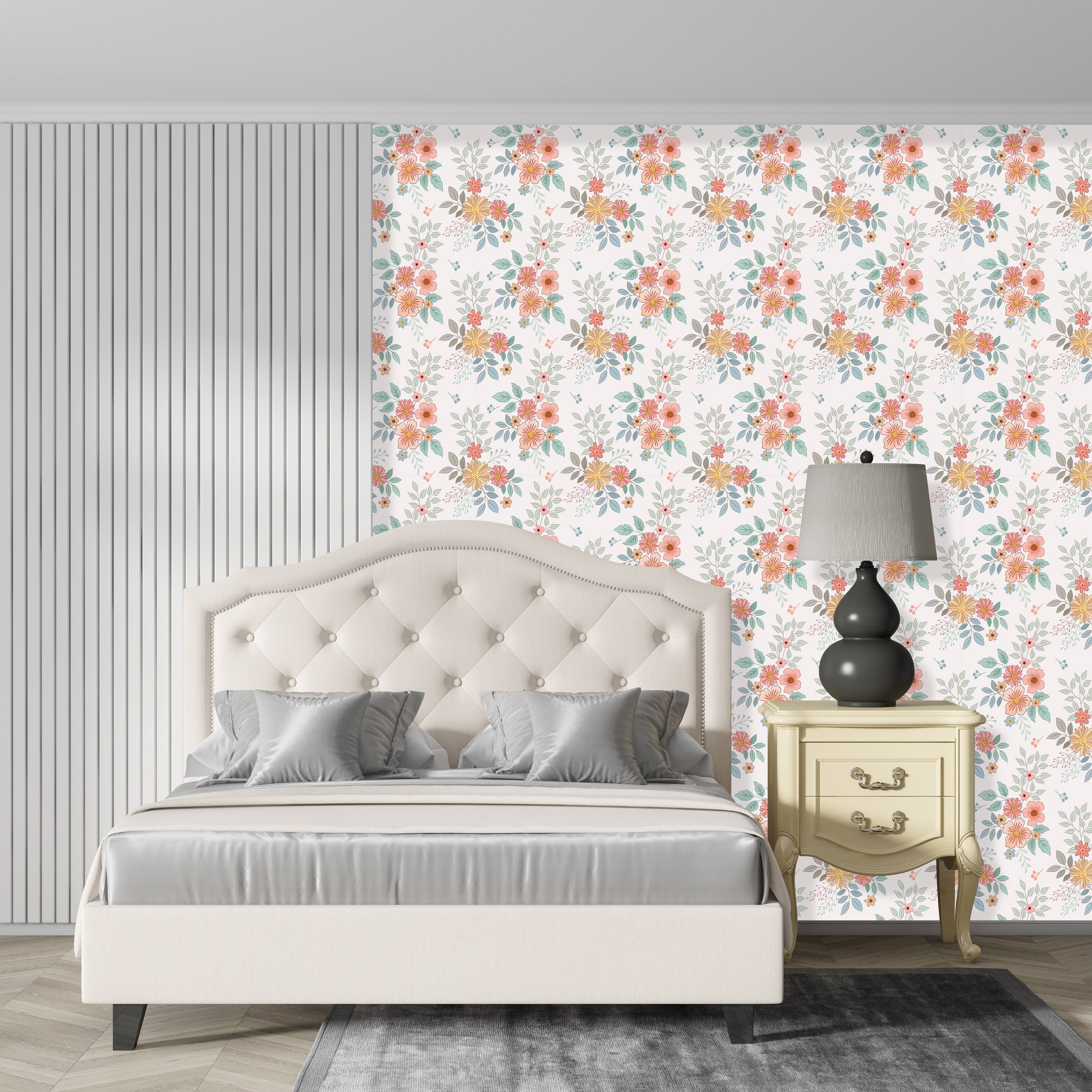 1pc removable sticker modern art floral wallpaper removable waterproof for bedroom living room decor home decor room decor sticker packs details 4