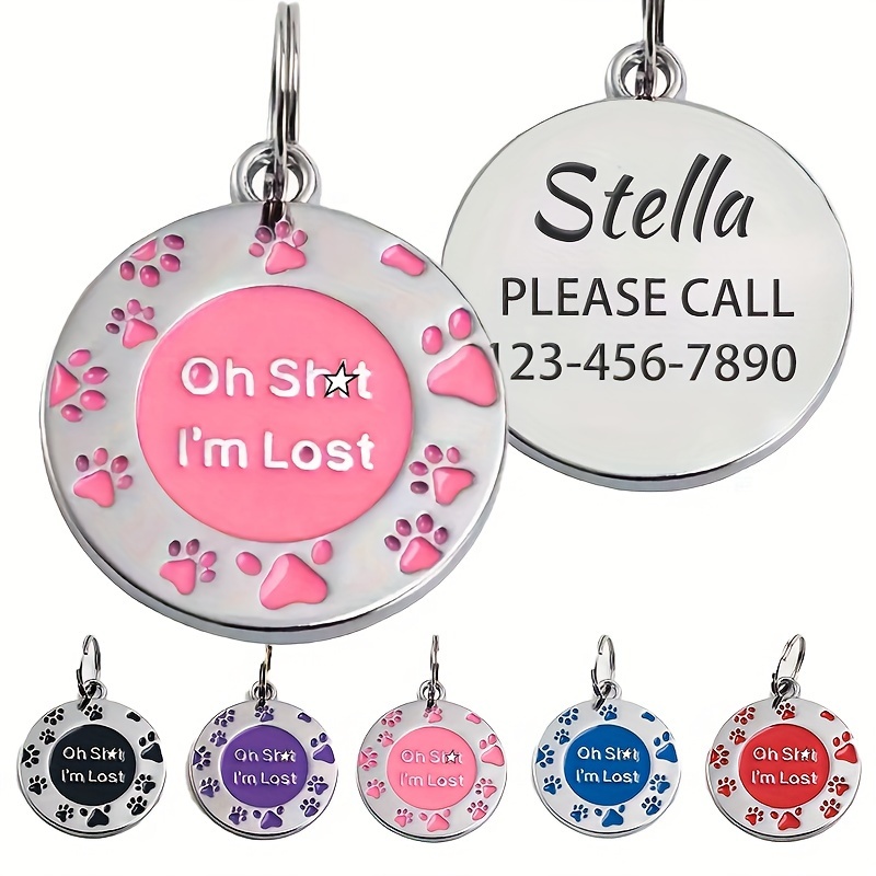 Oh Sh*t I'm Lost Custom Pet Tag ID Name Dog Collar Engraved Funny