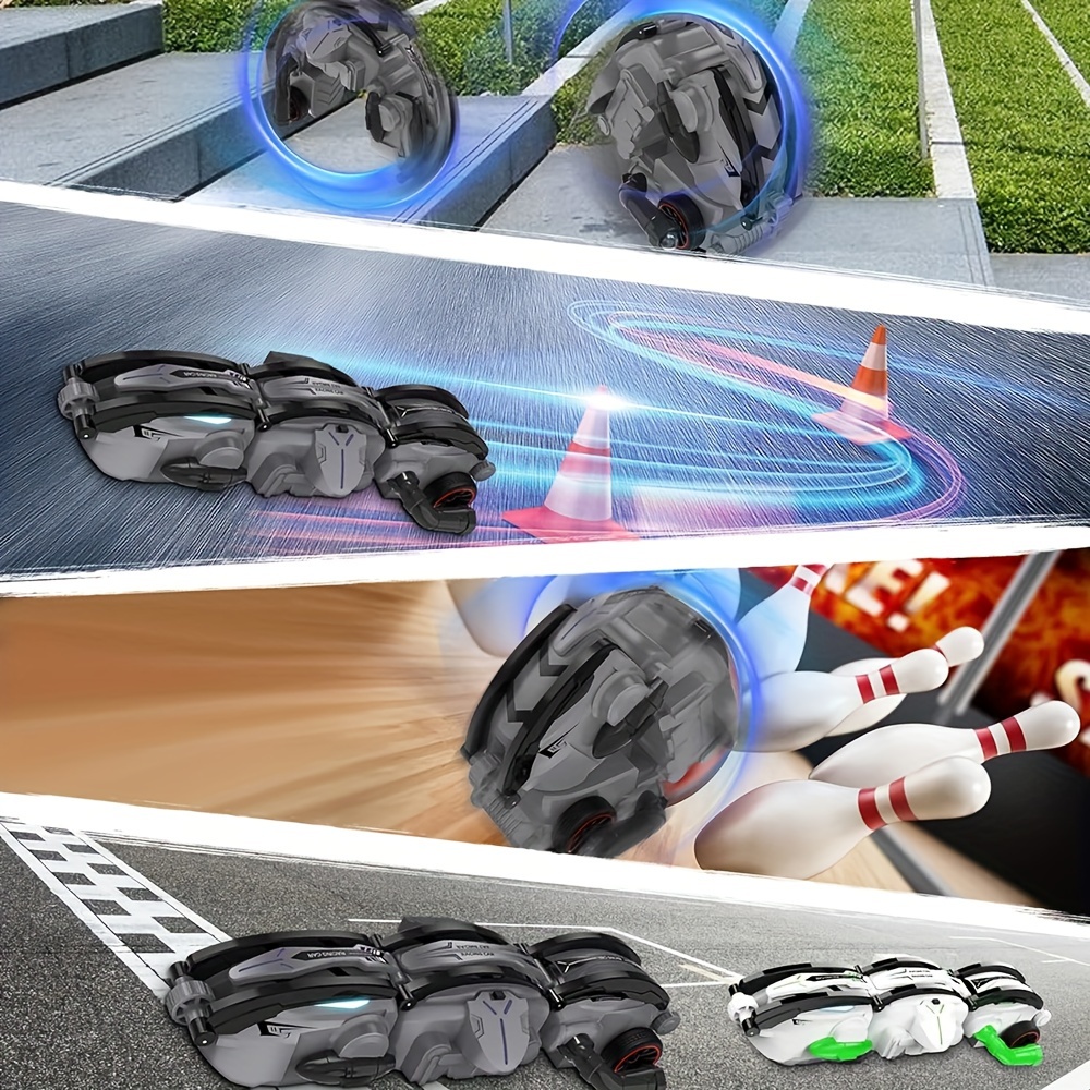 upgraded rc stunt snake car 360 roll rotation car toy with led lights indoor outdoor racing games toy details 0