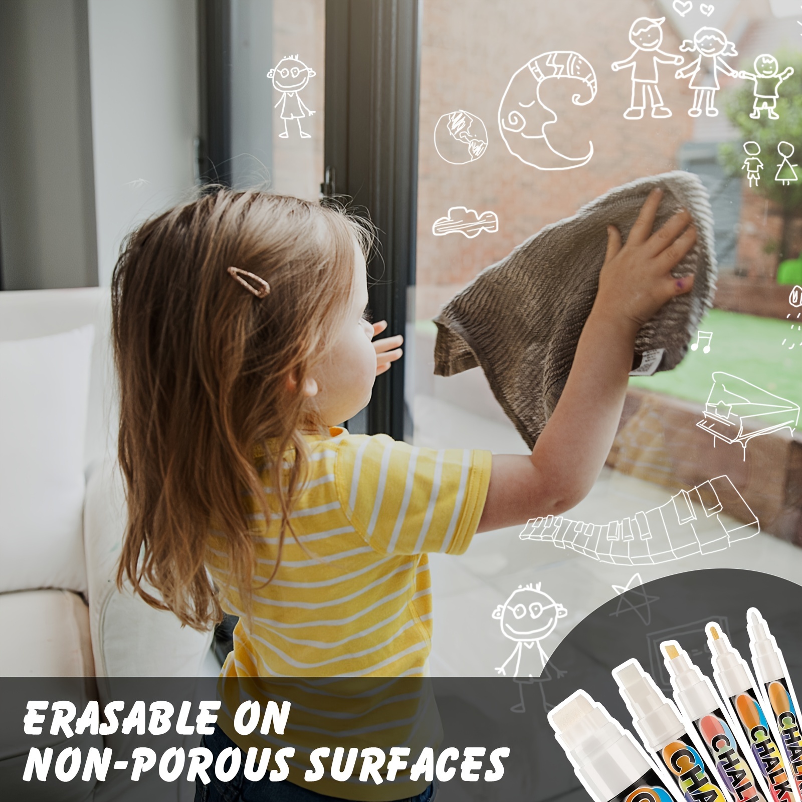 Extra Fine Tip Liquid Chalk Markers (10 Pack) - Dry Erase Marker Pens for  Blackboard, Windows, Chalkboard Signs, Bistro - 1mm Tip - 50 Chalk Labels