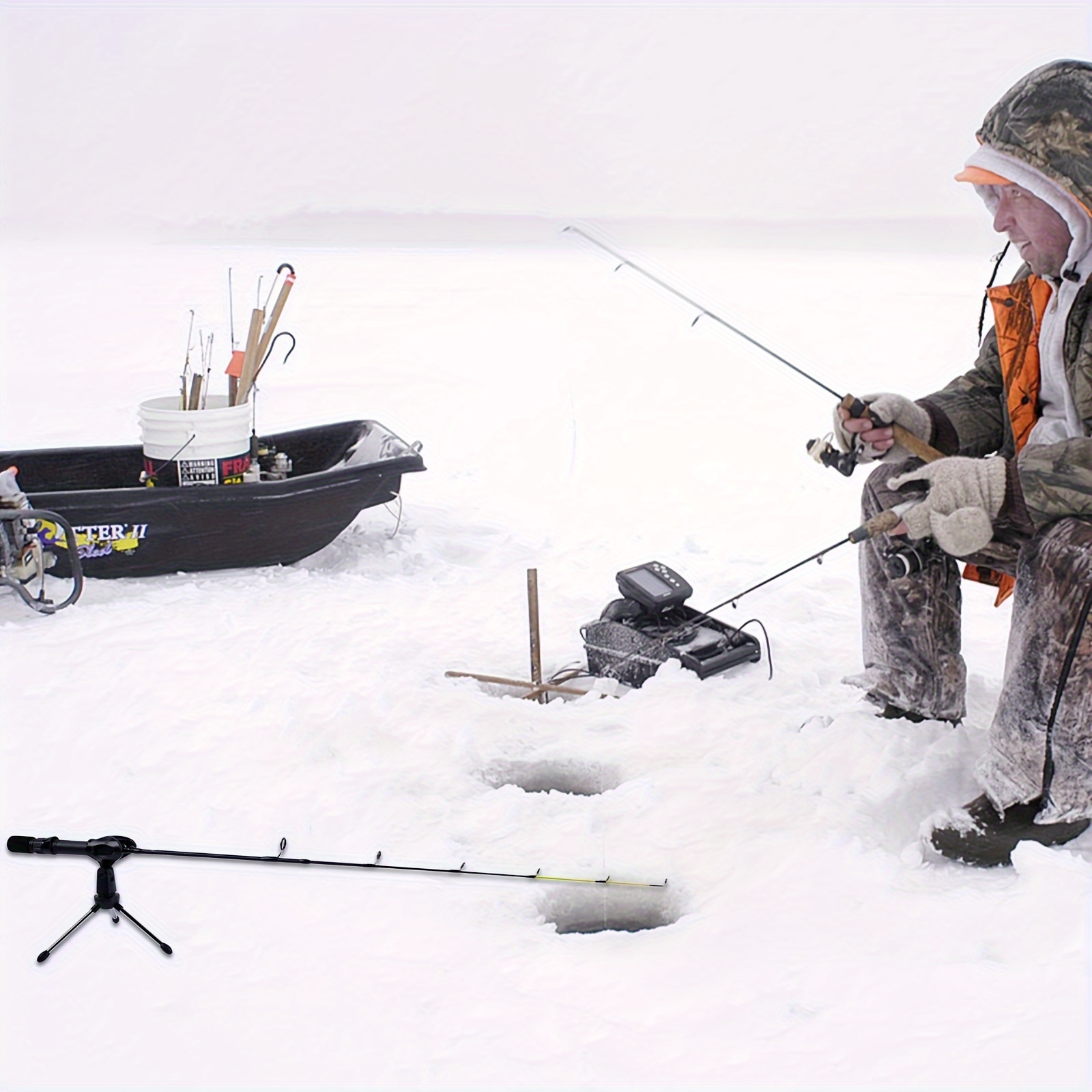 Portable Ice Fishing Rod Rack Adjustable Fishing Rod Tripod - Temu Canada