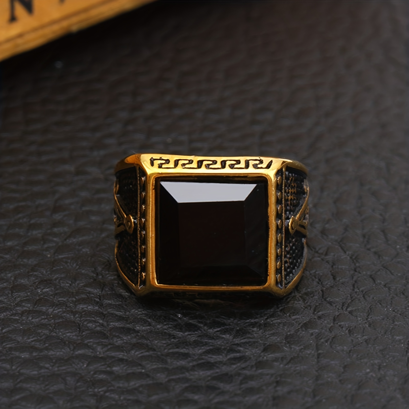 Men's Vintage Lettering Ring, Unique Design