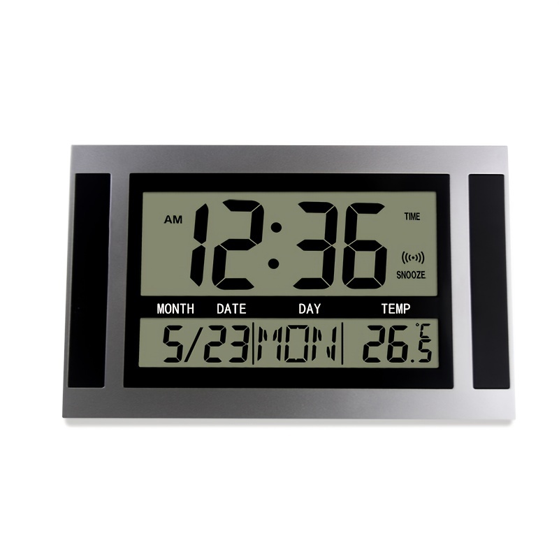 Comprar Reloj de pared plateado digital LCD/reloj de mesa con calendario  despertador de temperatura