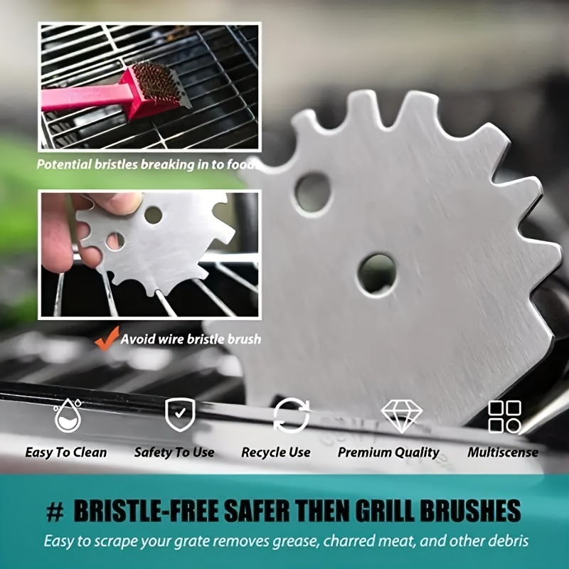 Bbq Grill Grate Cleaner Grill Brush Scraper Grid Scrub For - Temu