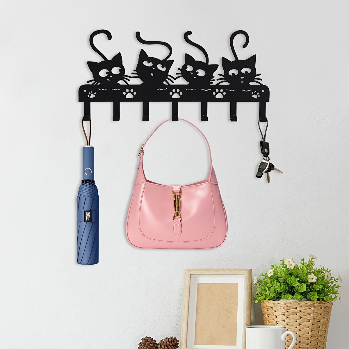 Cat Fish Wall Hook, Key Hooks, Storage Hook Rack, Black Decorative Wall  Hooks, Hat Hooks, Key Hanger Holder, Door Hooks
