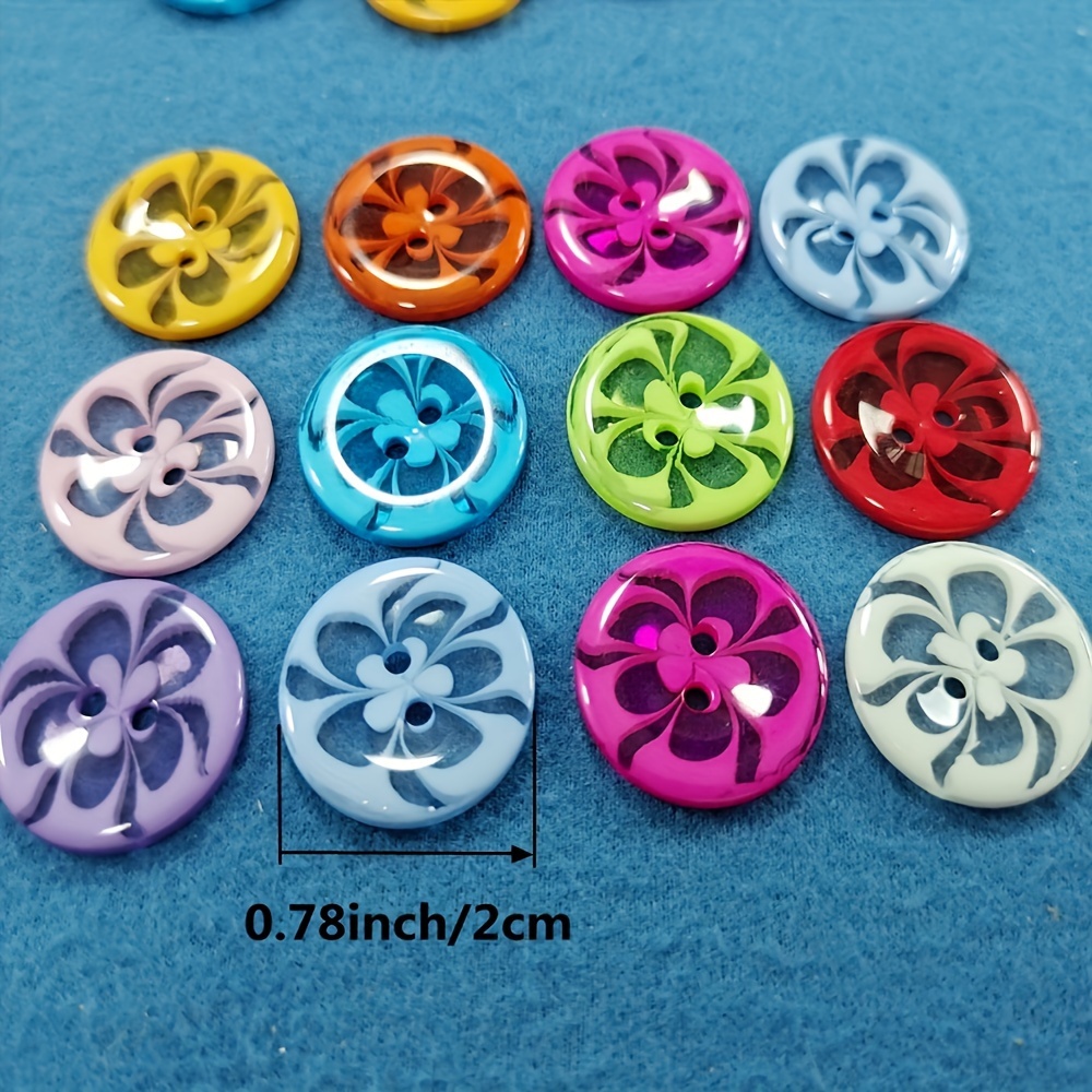 Flower Buttons Resin Round Buttons Diy Buttons - Temu