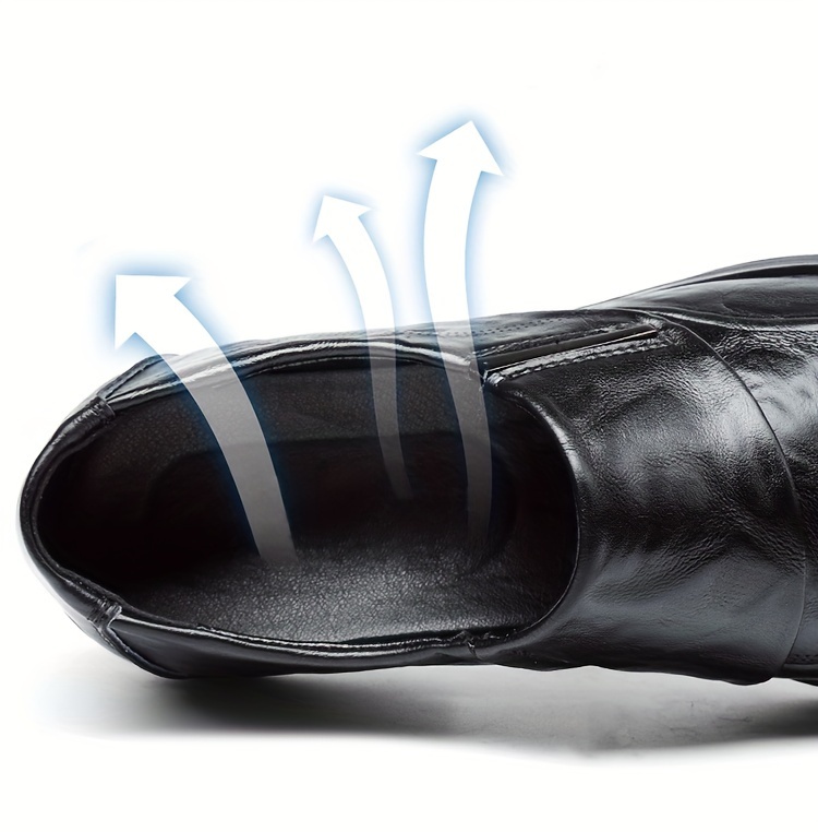 zapatos de vestir de cuero sintético auténtico para hombre, zapatos formales de  , zapatos casuales para caminar, zapatos sin cordones para hombre. Detalles del producto 4