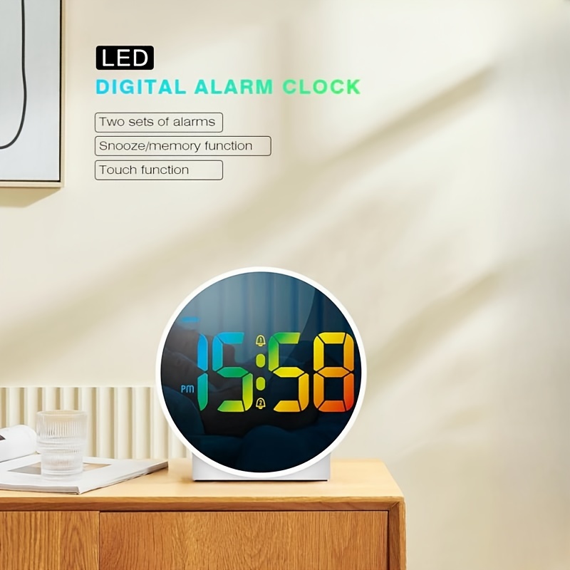 Sveglie digitali da comodino alimentate a corrente, orologio a LED con 5  curvo