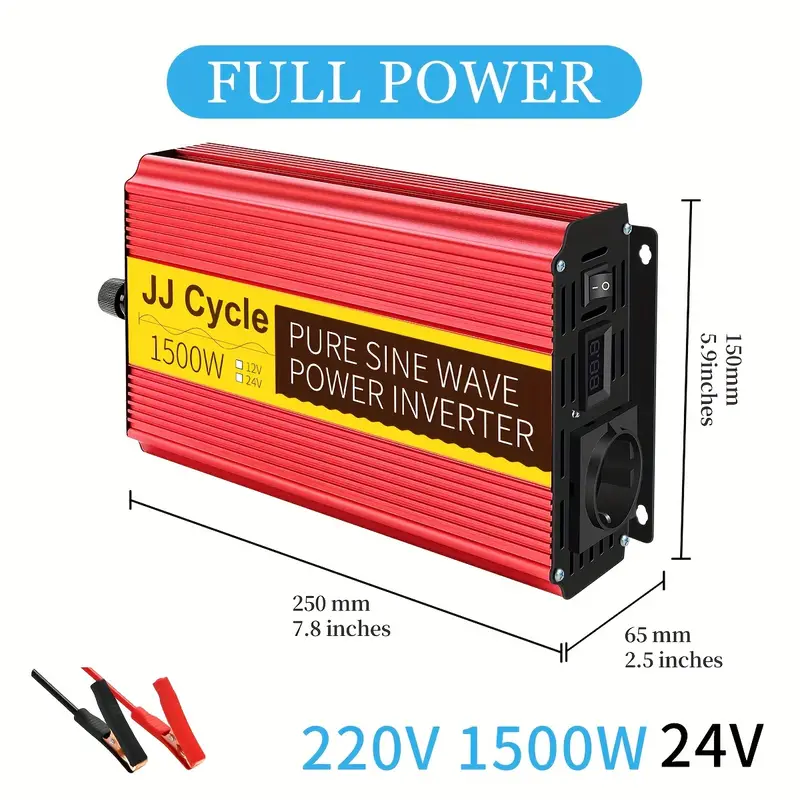 1200w 1500w 2000w 3000w Pure Sine Wave Power Inverter 12v/24v To Ac 220v  Converter With Eu Socket, Shop On Temu And Start Saving
