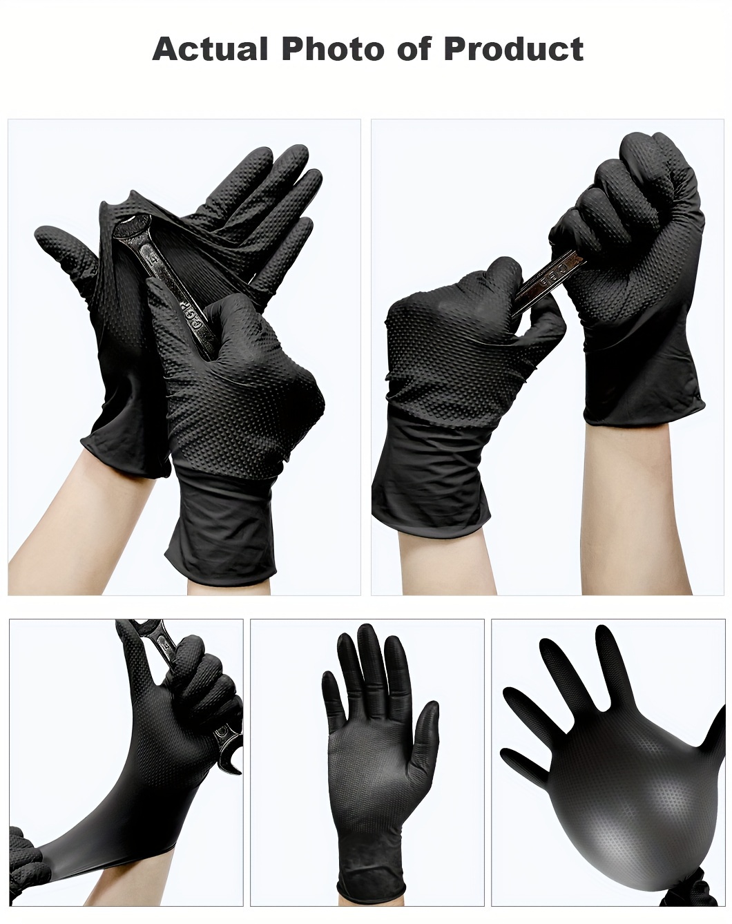 Heavy Duty Black Industrial Nitrile Gloves With Raised Diamond Texture,  Latex Free Excellent For Auto Repair, Plumbing, Painting, Manufacturing,  Cleaning, Food Service And Much More - Temu