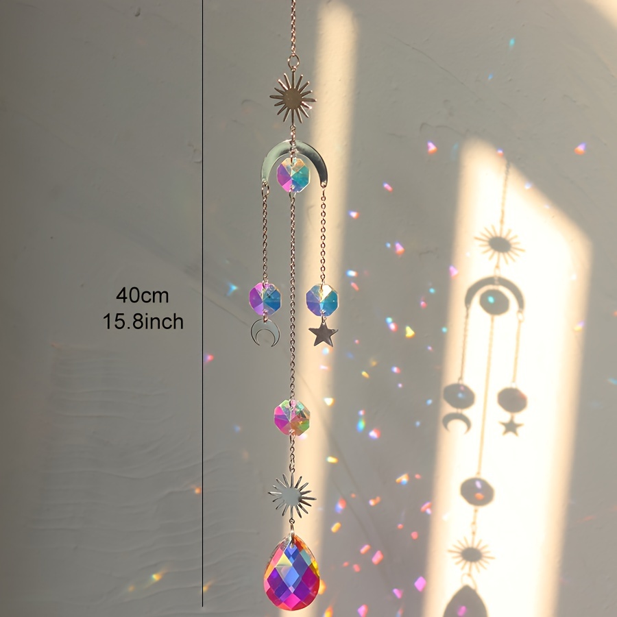 1pc Handmade Crystal Sun Catcher For Home Garden Party Decoration Wall  Hanging Wind Chimes Rainbow Maker With Star Style Hanging Ornament, Silvery  Col