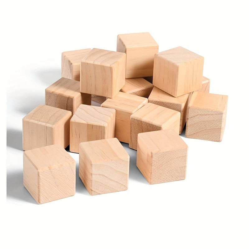 10pcs Wood Cubes 2.54cm Unfinished Square Blocks DIY Crafts Projects