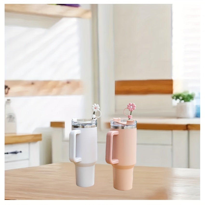 Cute Flower Reusable Straw Cover, Dustproof & Splash Proof Silicone Straw  Stoppers, Cup Decorative Accessories For Straw - Temu