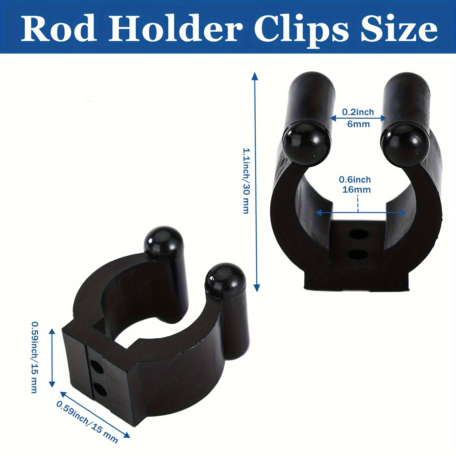 Fishing Rod Clips with Screws, Wall Mounted Rod Clips for Fishing Poles,  10Pcs Fishing Pole/Cue/Curtain Rod Holder Clips Storage Rack, Fishing Rod