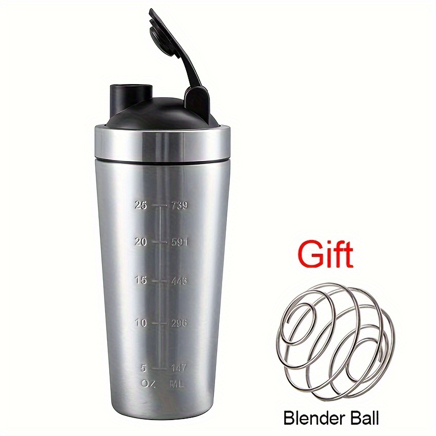 Stainless Steel Protein Shaker Cup Portable Fitness Sports Mug Nutrition Blender  Cup Water Bottles Vacuum Insulation