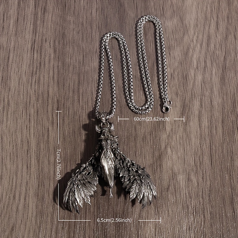 Retro Gothic Winged Devil Angel Pendant Necklace