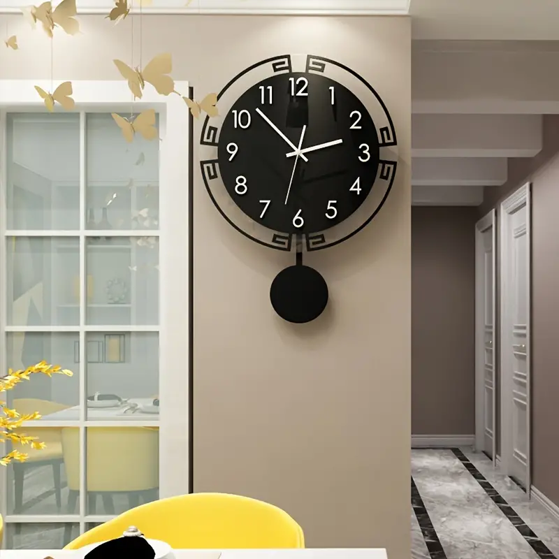 1pc household fashion clock new chinese style wall clock simple modern chinese style wall clock mute living room decorative hanging watch details 0