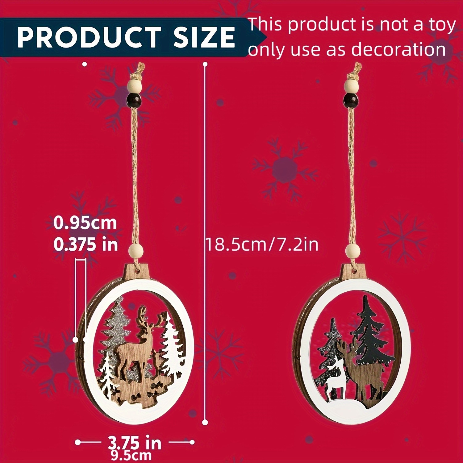 Wooden Christmas Ornaments Hanging Reindeer Ornaments For - Temu