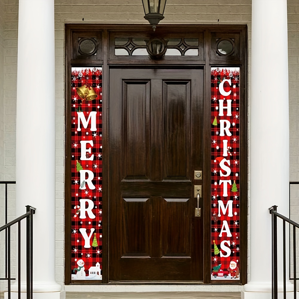 Banner di buon Natale, decorazioni natalizie, pupazzo di neve, albero