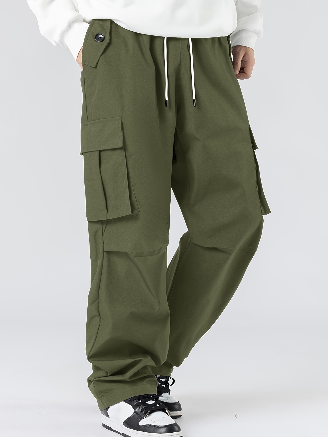 Solid Color plain Loose causal Pants thin multi-pocket cargo pants