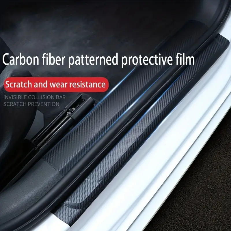 Film de Protection Universel pour Seuil de Porte de Voiture, 5M Autocollant  Fibre de Carbone Protecteur