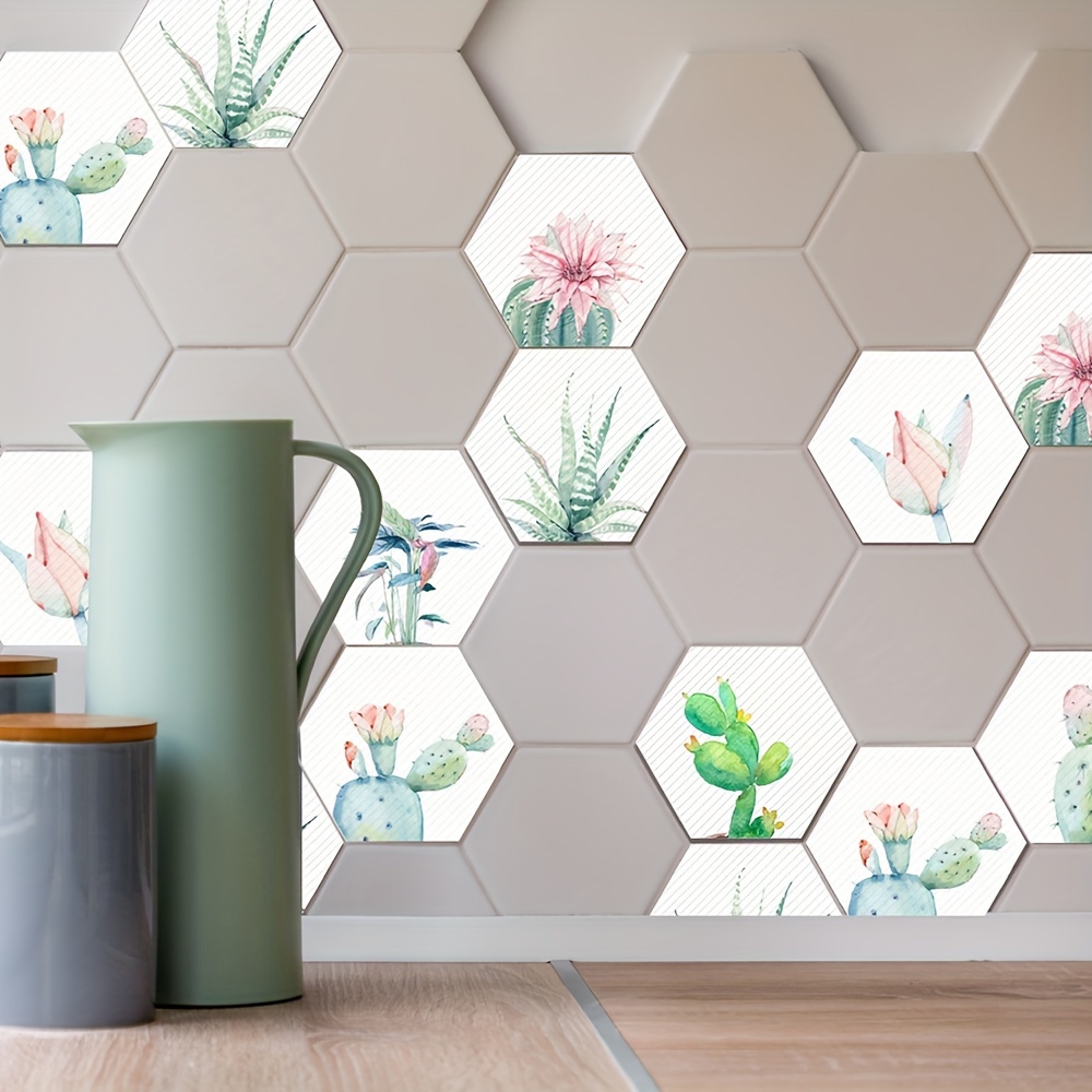 5 Hojas Adhesivo Azulejos Patrón Flores Adhesivo Suelo - Temu