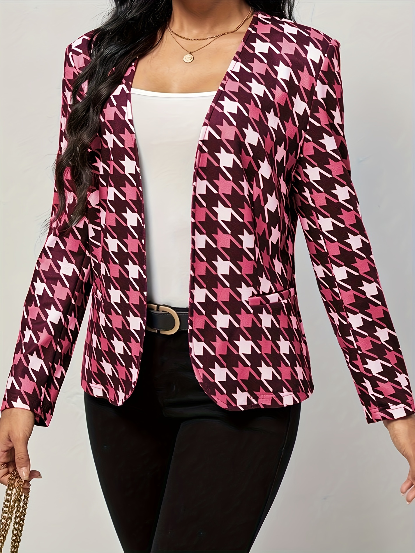 Houndstooth Print Blazer