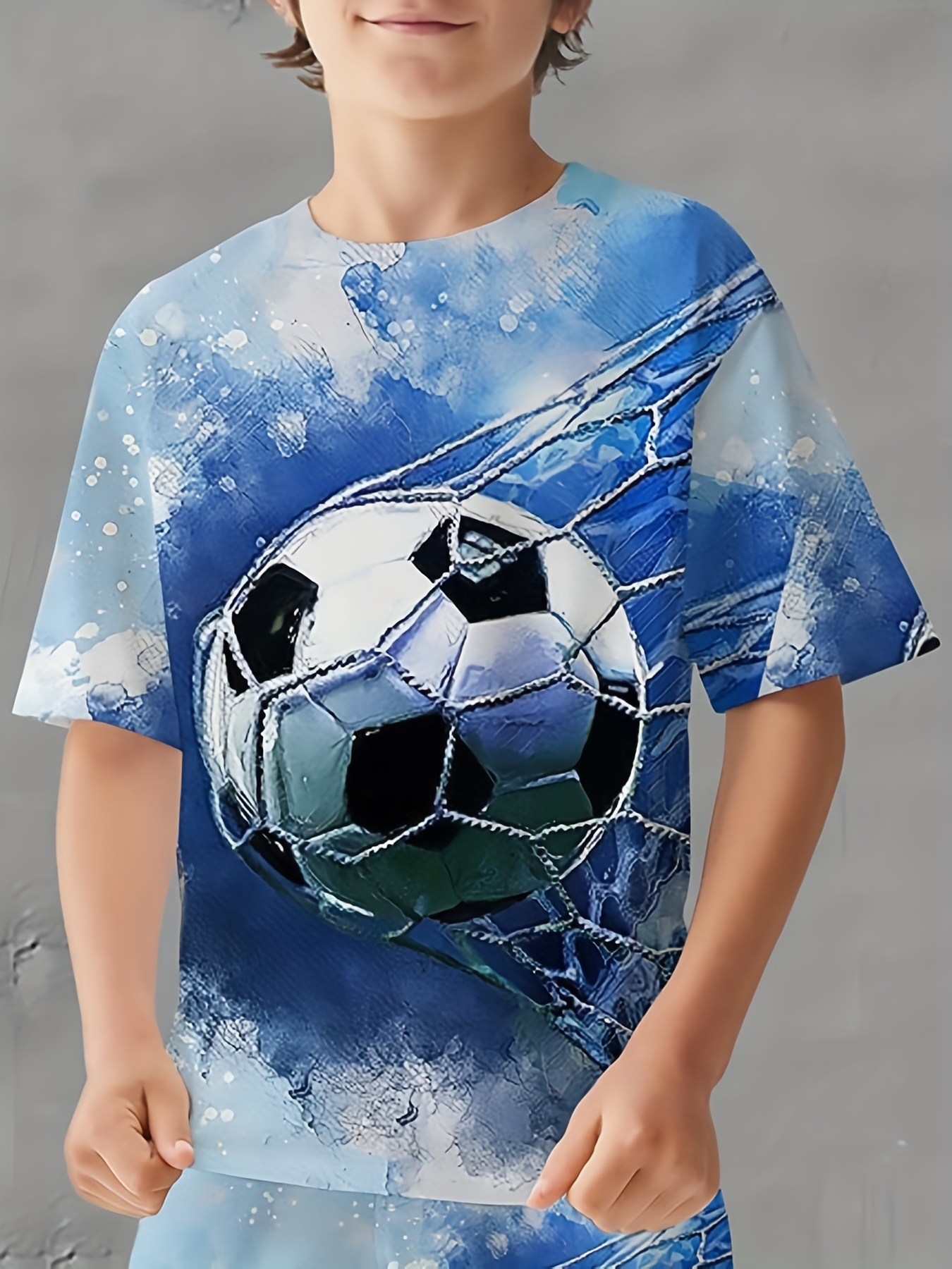 Fußball T Shirt Mit Digitalem 3D Musterdruck Für Kinder - Temu Germany | T-Shirts