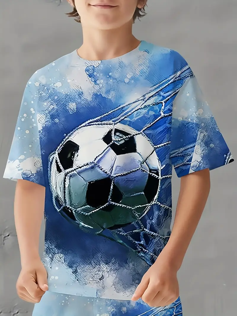 Fußball T Shirt Mit Digitalem 3D Musterdruck Für Kinder - Temu Germany