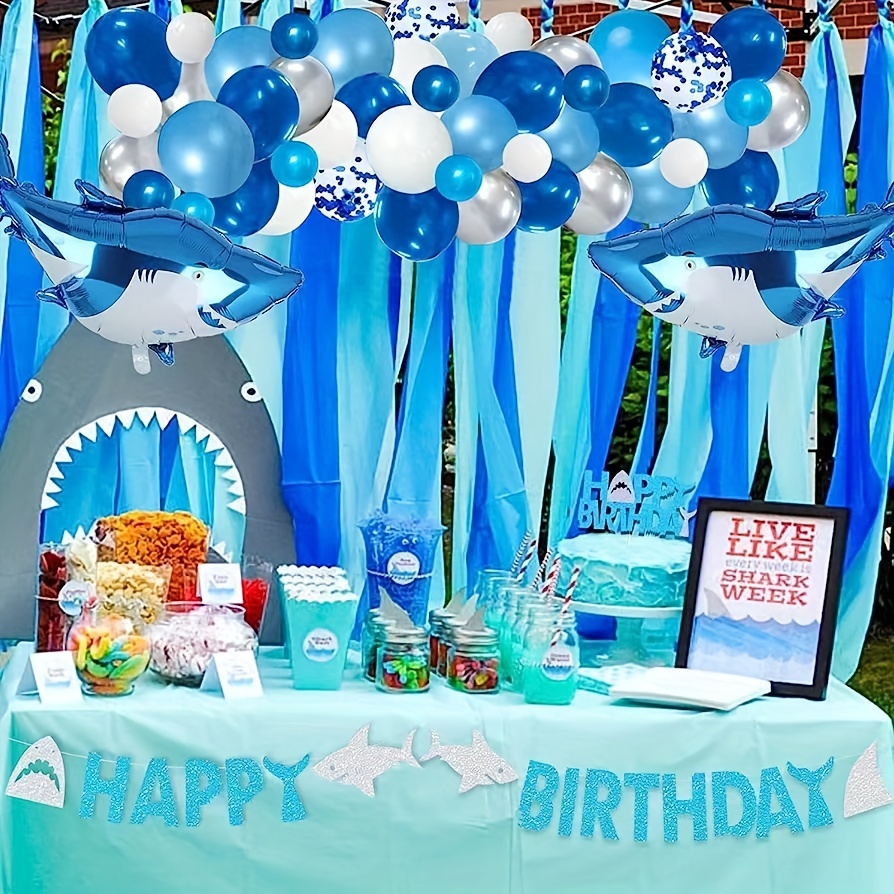Large Shark Balloons Aluminum Foil Shark Balloons Blue Cute - Temu