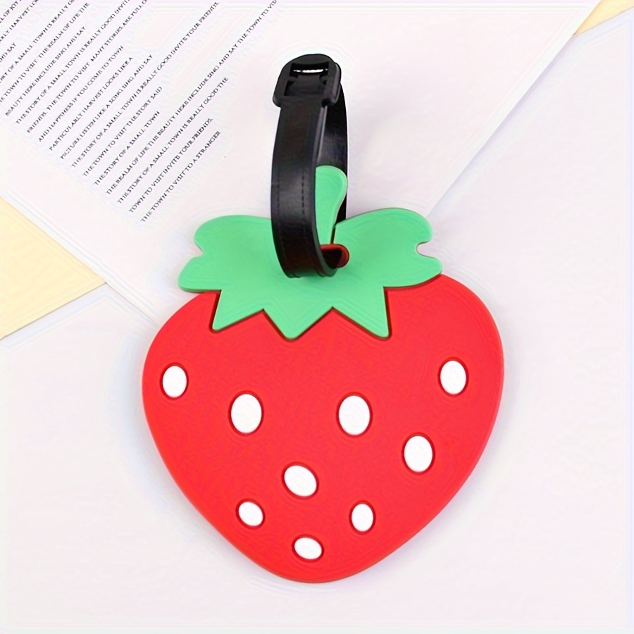 TEMU 1pc Creative Cute Fruit Luggage Tag, Strawberry-shaped Luggage Tag, Boarding Pass, Anti-loss Label, Suitcase Packing Strap Cartoon Hanging Tag,