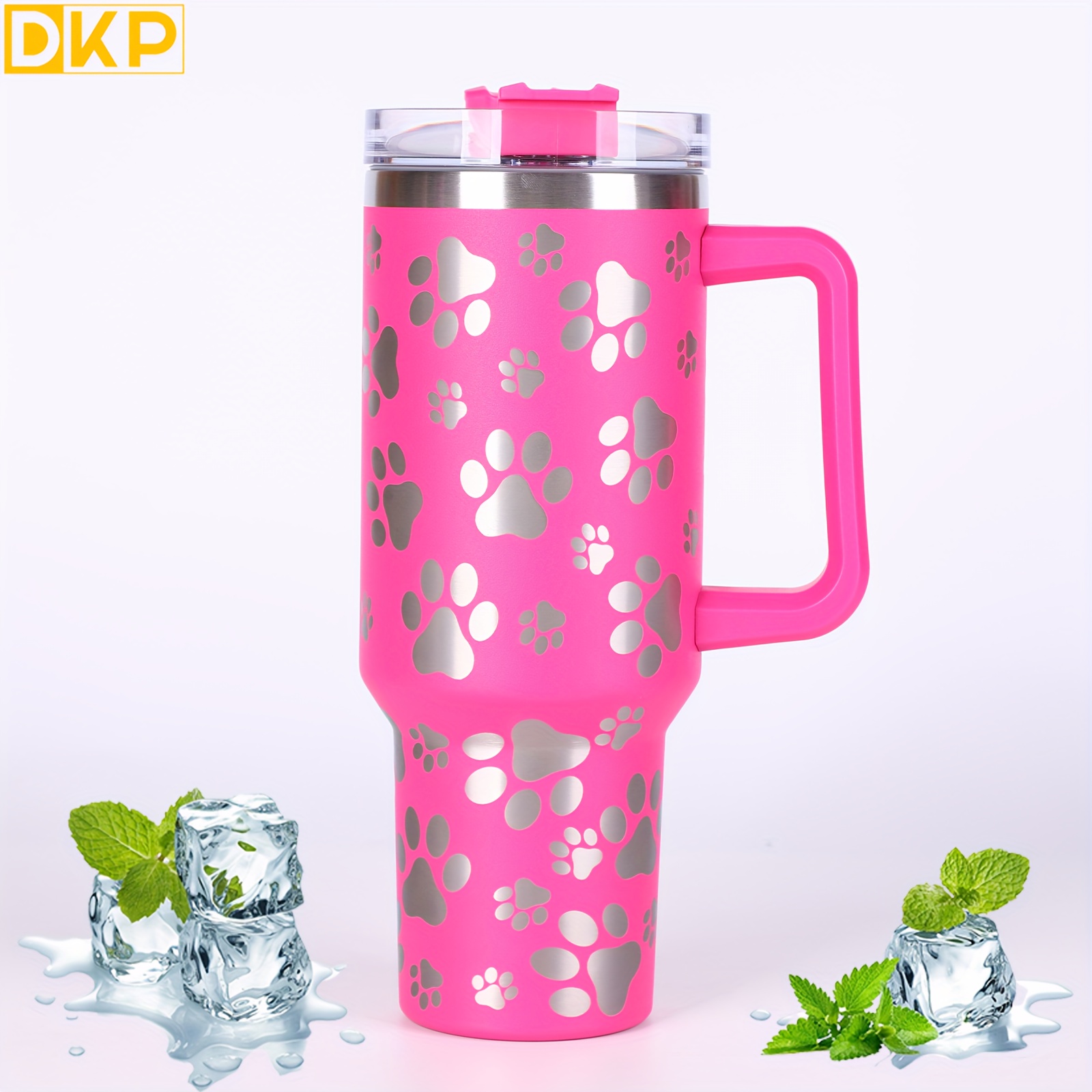 Dkp Portable Insulated Tumbler With Handle And Straw Lid - Temu