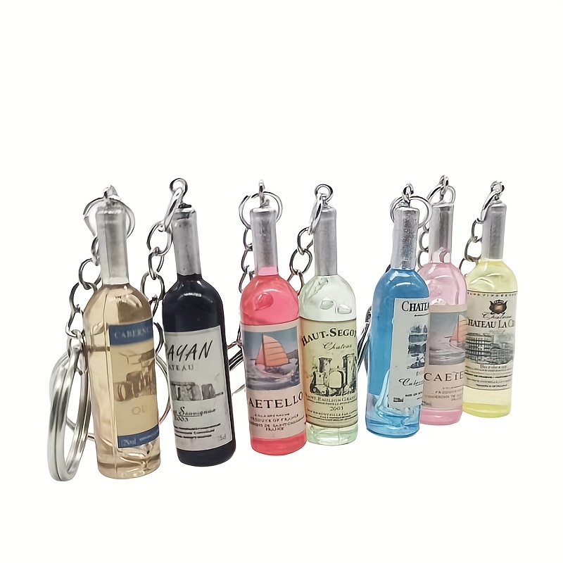 1pc Cartoon Cute Mini Beverage Charm Keychain, Stylish Drinking Bottle Keychain, Creative Car Bag Accessory, Fun and Practical for Men,Temu