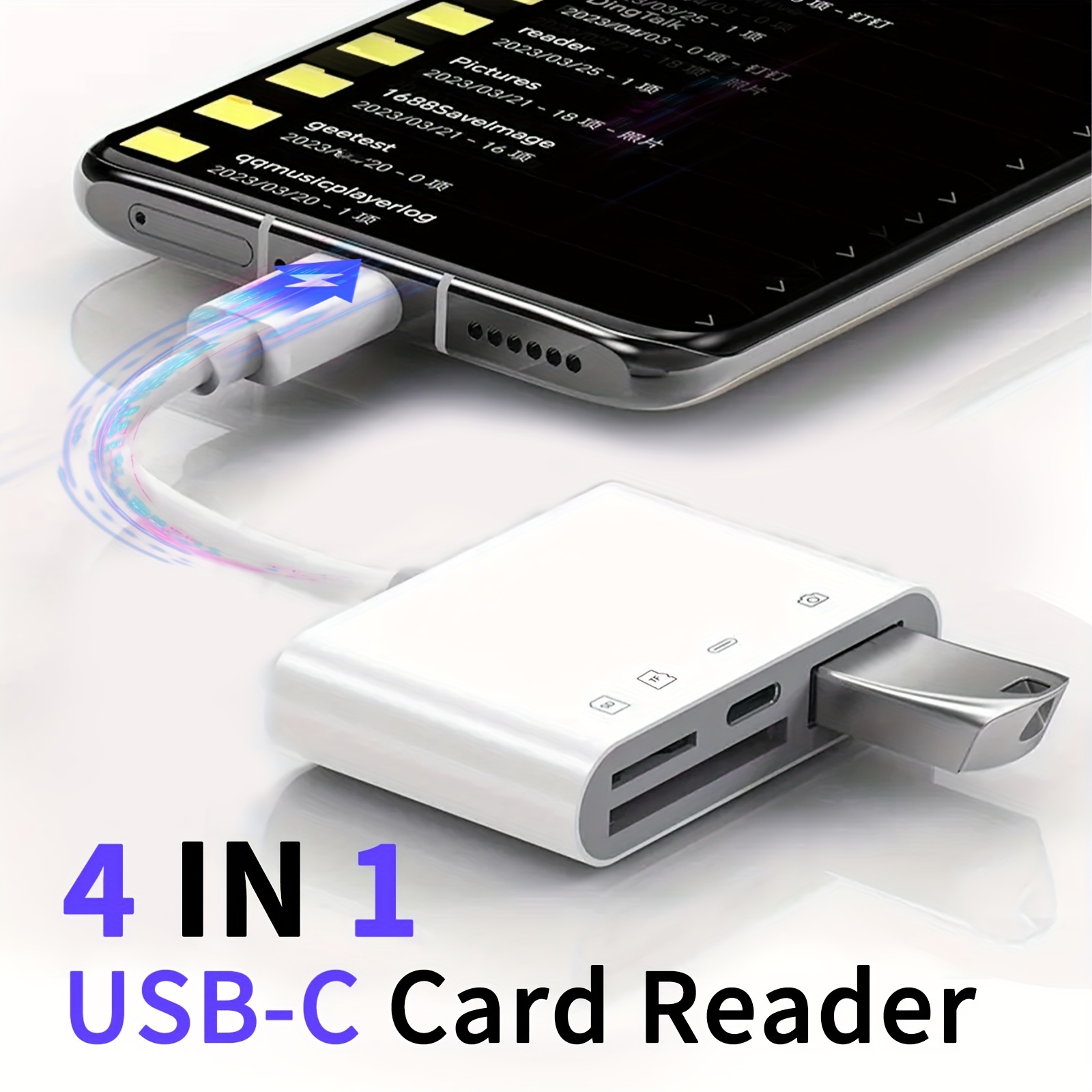 

Usb C Sd Card Reader For / 15/, 4-slot Usb C To Sd/tf Card Reader Supports Compact Flash/ Card Compatible For Samsung Pro/air Imac M1 M2 Android Galaxy S21 S22 S23 (white)