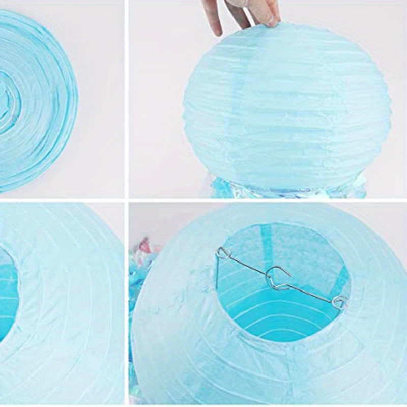 Jelly Fish Paper Lanterns, 6Pcs Blue White Hanging Paper Lanterns