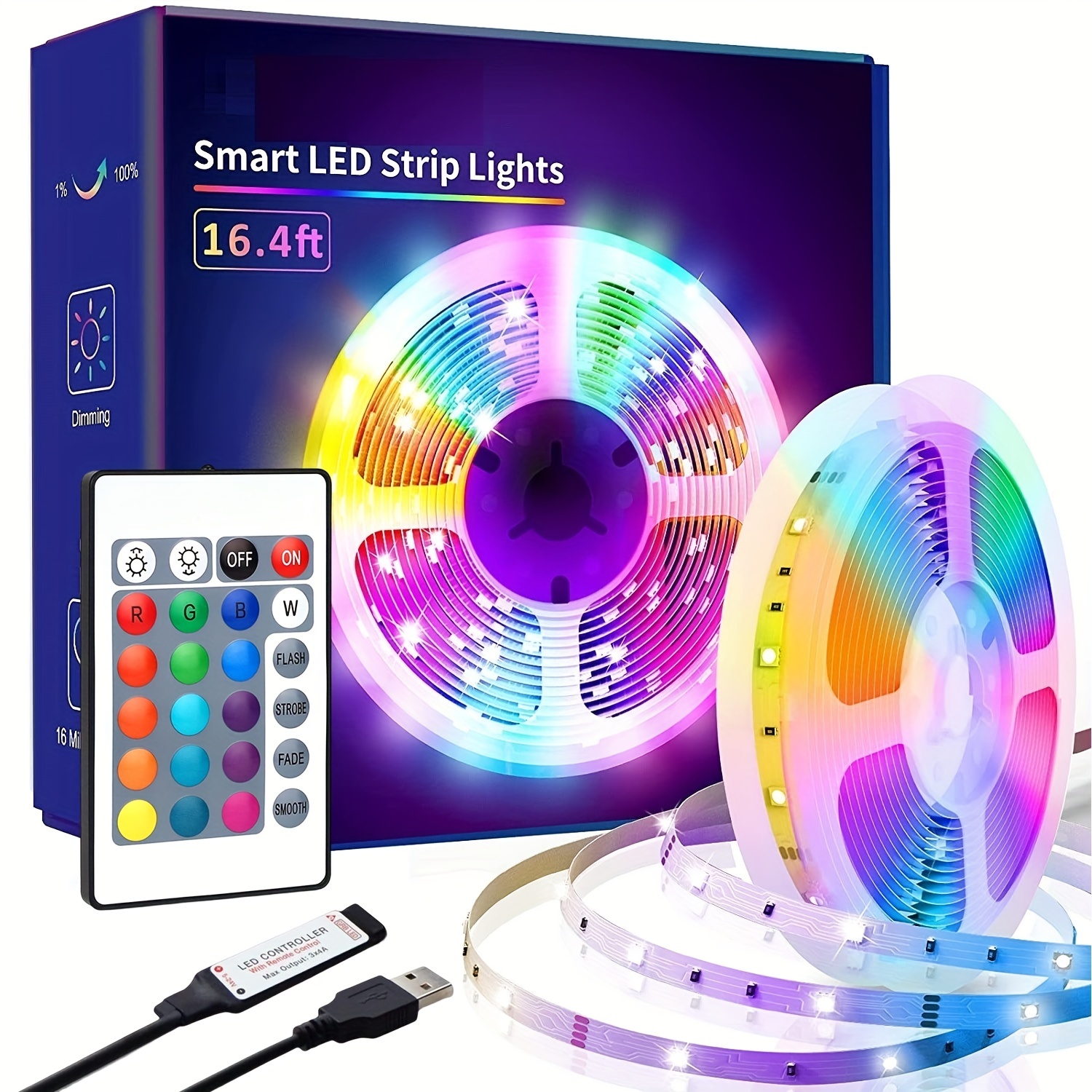 TzumiLED ColorWorks LED Lights, USB-powered Fireworks LED Light Strip with  Music Sync and Remote Control