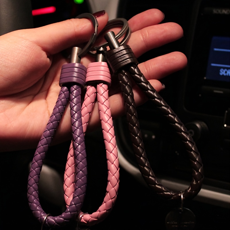 Braided Leather Rope Keychain Car Pendant Couple - Temu United Kingdom