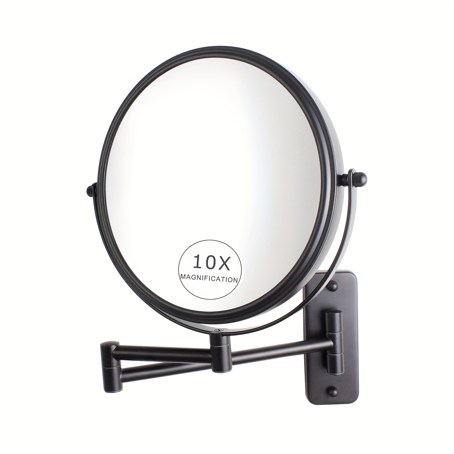 Espejo de maquillaje LED con luces y aumento de 10x, espejo de tocador  montado en la pared, redondo, de doble cara, con brazo extensible giratorio  de
