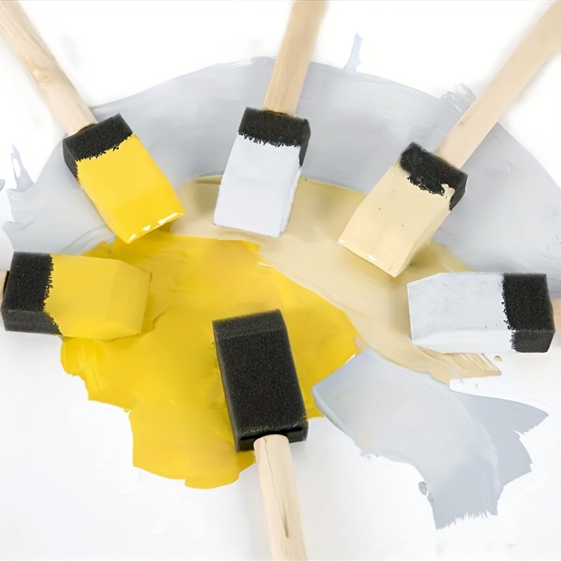 Sponge Brushes for Painting, Foam Paint Brushes Sponge Paint Brush - Wood Handles Sponge Foam Brush Painting Foam Brush Tool in Black for Acrylics