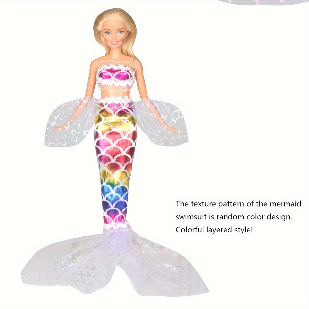Colorful Mermaid Swimsuit Set for Dolls - Summer Beach Bathing Clothes