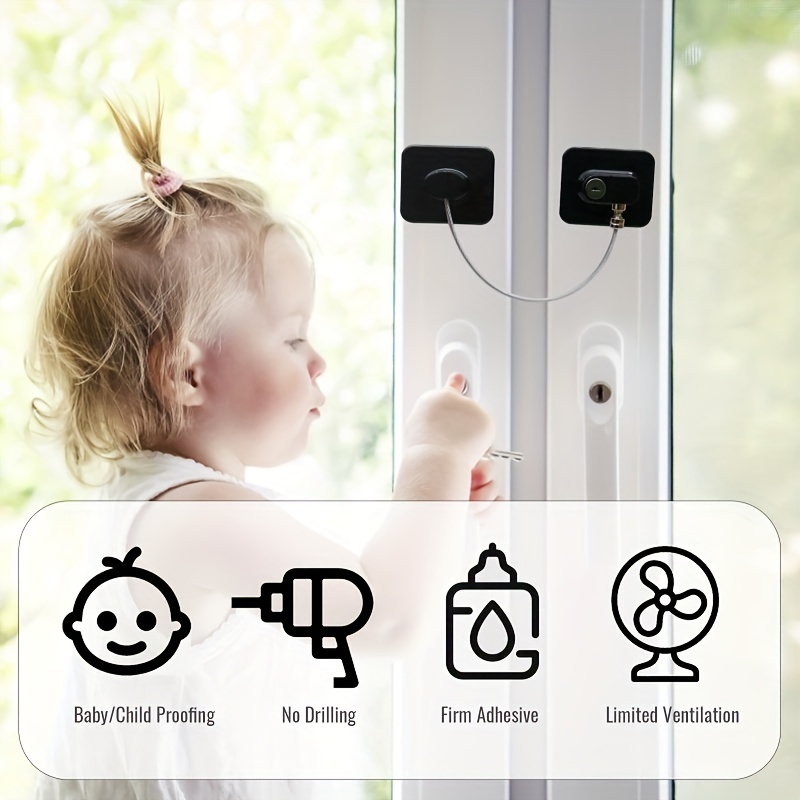 Fridge Lock, 2 Pack Refrigerator Lock with 4 Keys, Child Safety Locks with  Strong Adhesive for Cabinet Lock, Freezer Lock and Drawer Lock (Black)