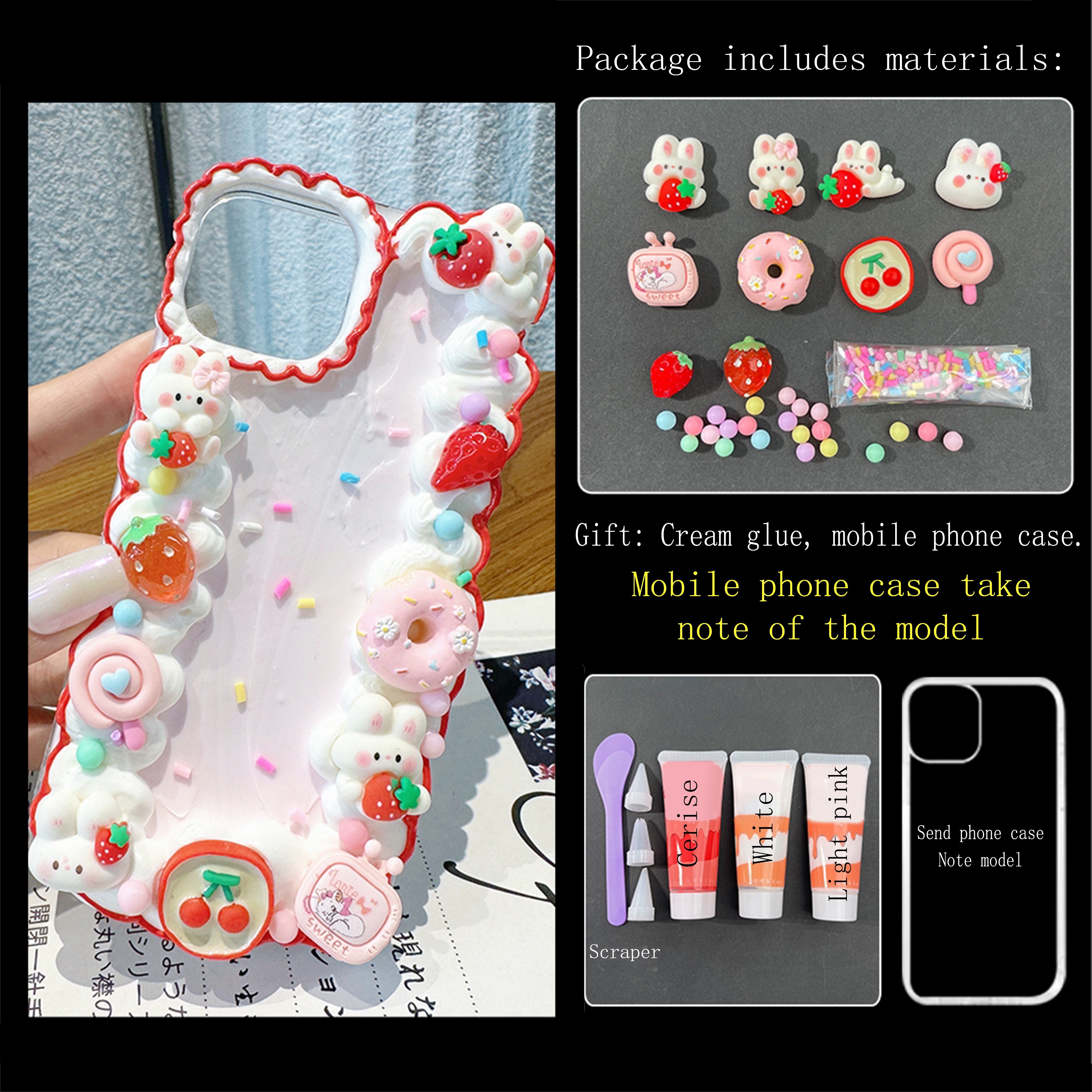 3 Pieces Of Diy Mobile Phone Case Cream Glue 30ml Simulation