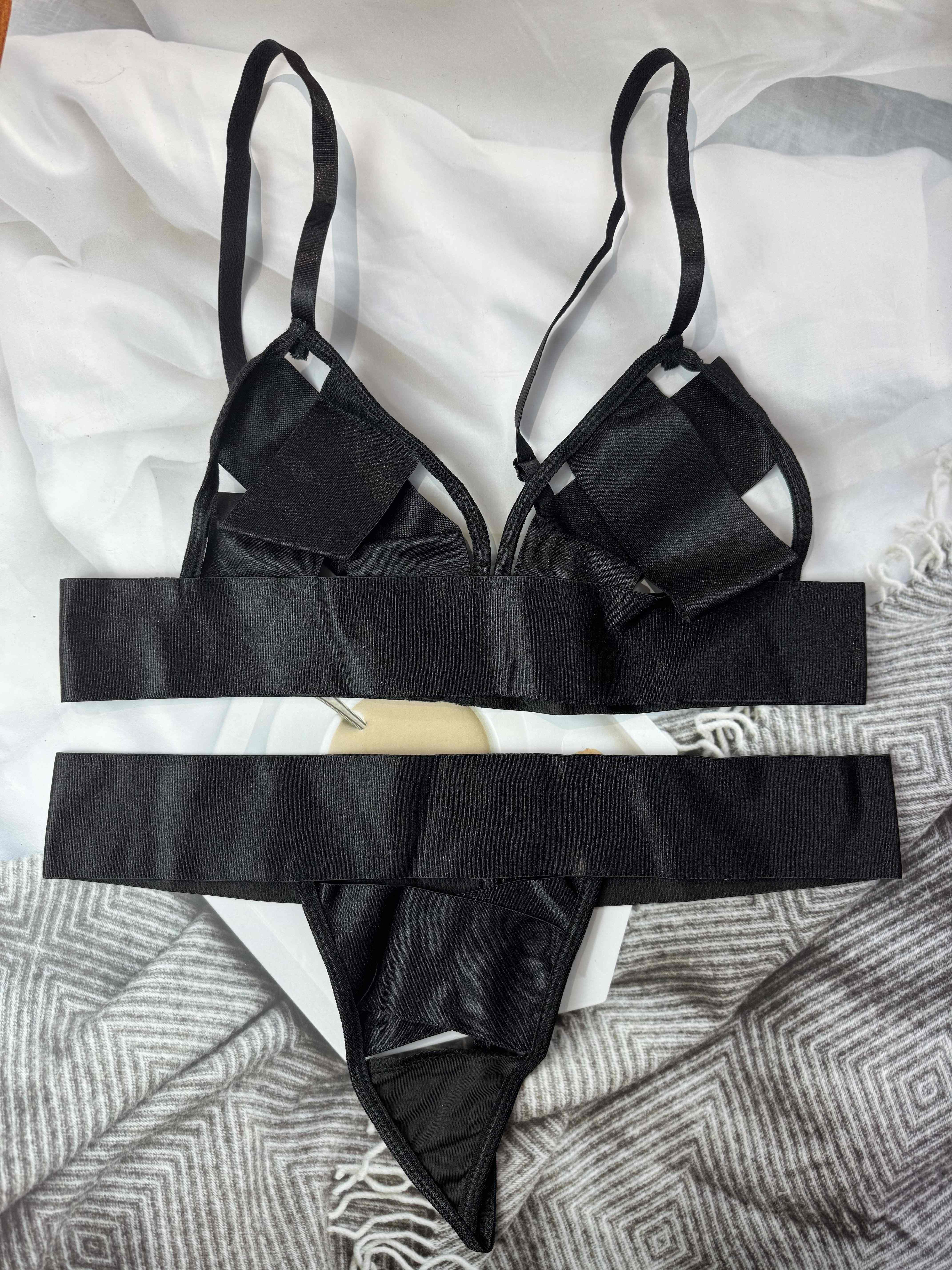 Strappy Bra and Satin Lingerie Collection