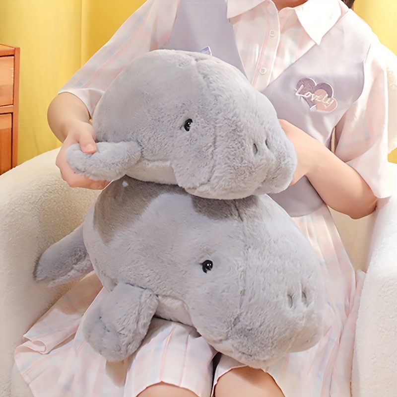 Simulation Manatee Plush Toy - Gray Long Lifelike Dugong Stuffed Toys, Super So