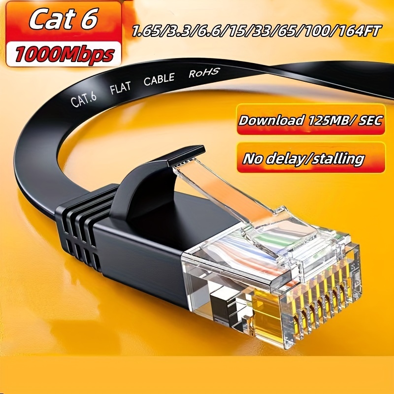 Cable Ethernet Cat 8 de 100 pies, cable LAN de Internet de alta velocidad  blindado con conector RJ45, cable de red Ethernet largo y plano para  juegos