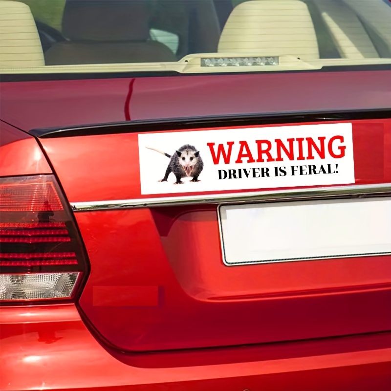 Warning! Driver Is Feral Bumper Sticker Possum Car Sticker - Temu Australia