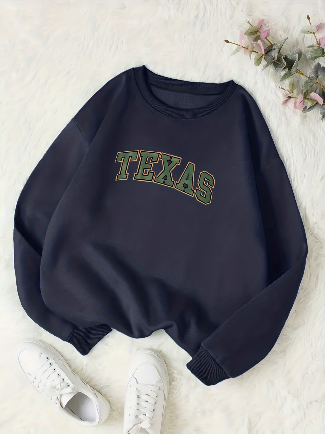 Texas Print Sweatshirt Casual Long Sleeve Crew Neck - Temu New Zealand