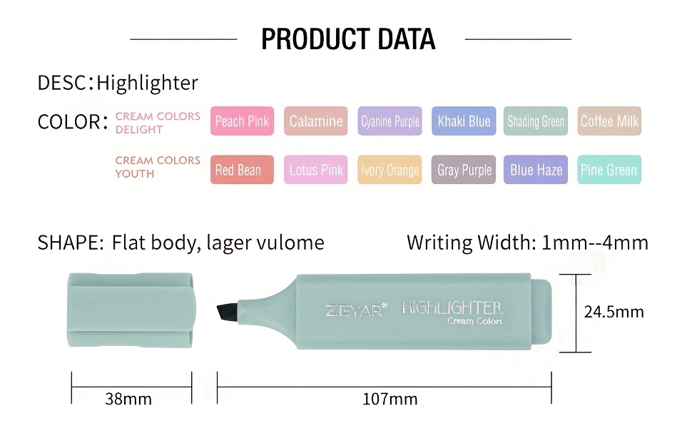 Zeyar Highlighter Pen, Cream Colors Chisel Tip, Aesthetic Highlighter  Marker, Water Based, Quick Dry, No Bleed, For Bible Study Notes School  Office - Temu Belgium