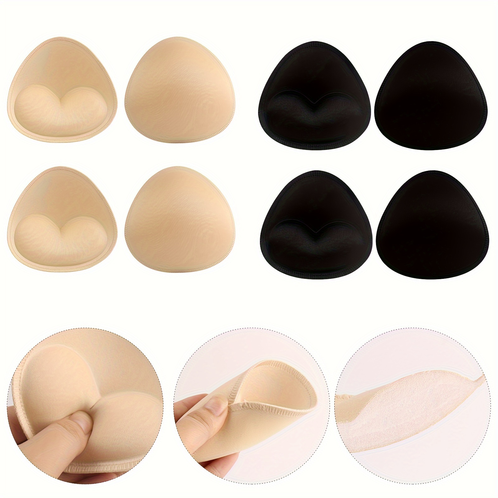  4 Pairs Triangular Chest Pad Insert Pads Breast Forms
