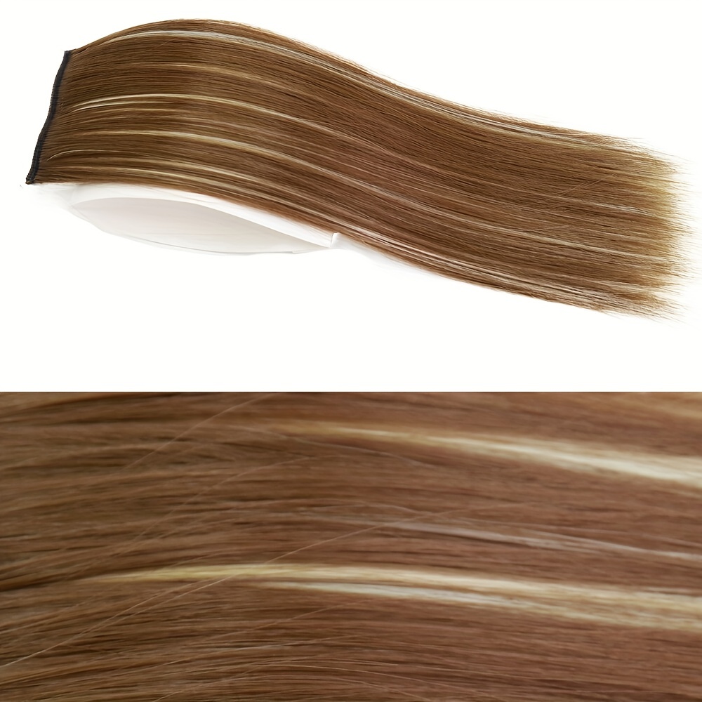 10 inch Short Straight Synthetic Hair Extensions, Human Hair Extensions for Women Invisible Straight Hair Pads Clip in Hair Extensions Increase